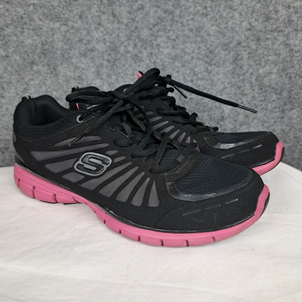 Skechers Black Pink Tone-Ups Run IIII Lace Up Sneaker Women's Size 10